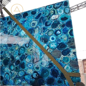 China Semi Precious Blue Agate Slabs & Tiles