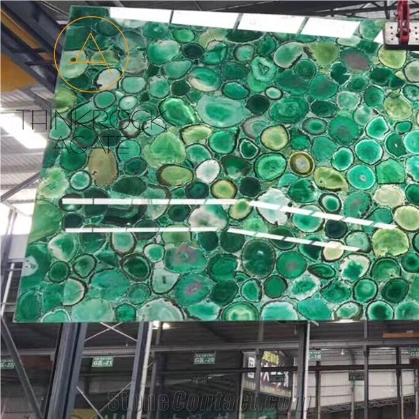 China Semi Precious Green Agate Slabs & Tiles