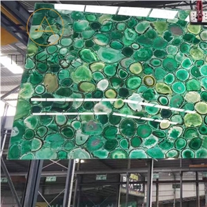 China Semi Precious Green Agate Slabs & Tiles