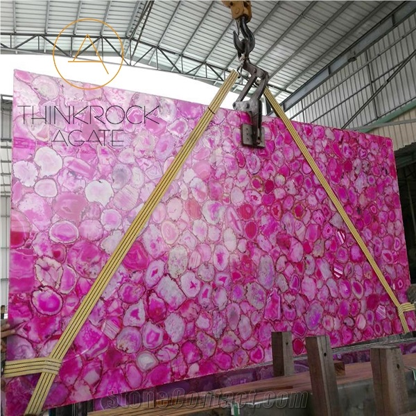 China Semi Precious Pink Agate Slabs & Tiles