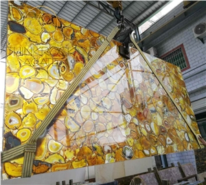 China Semi Precious Yellow Agate Slabs & Tiles