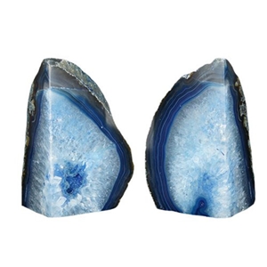 Gemstone Polished Dyed Blue Agate Bookends