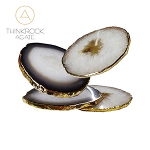 Gold Surround Grey White Coaster, Agate Cup Mat