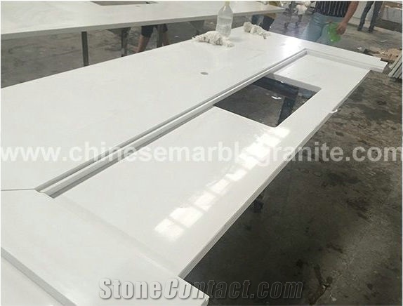 Marble-Like Veins White Quartz Shopping Tabletops