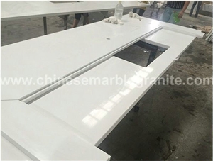 Marble-Like Veins White Quartz Shopping Tabletops