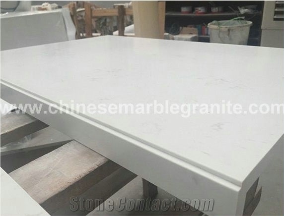 Marble Veins White Quartz Rectangle Table Tops