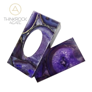 Nature Purple Agate Semiprecious Stone Tissue Tray