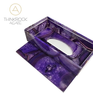 Nature Purple Agate Semiprecious Stone Tissue Tray