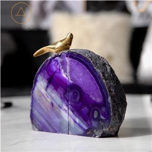 Polished Purple Semi-Precious Bookends Stone
