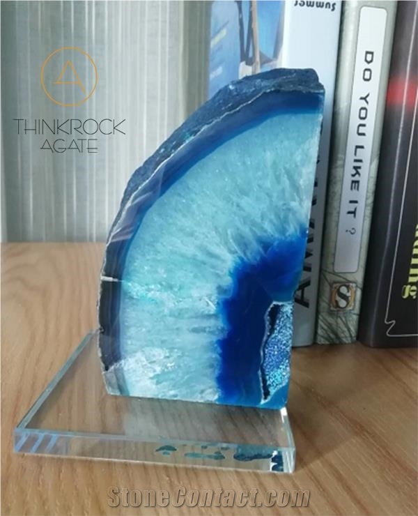 Practical Rock Paradise Blue Agate Stone Bookends