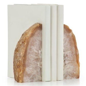 Roca Moda Polished White Agate Geode Bookends
