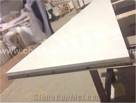 Triangle Shape Pure White Quartz Bar Tops, Tables