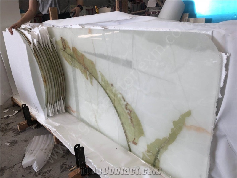 Composite Onyx Slabs with Tempered Glass Custom