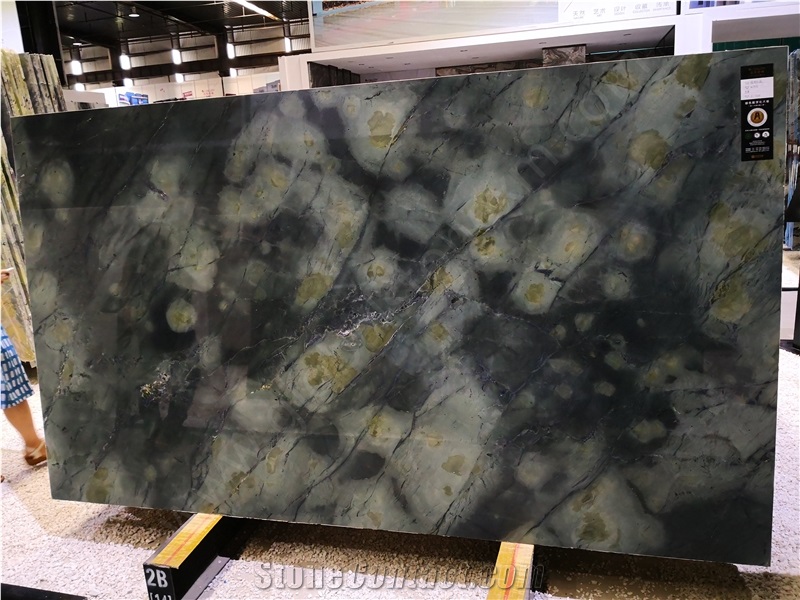 Forest Green Marble White Beauty Slab