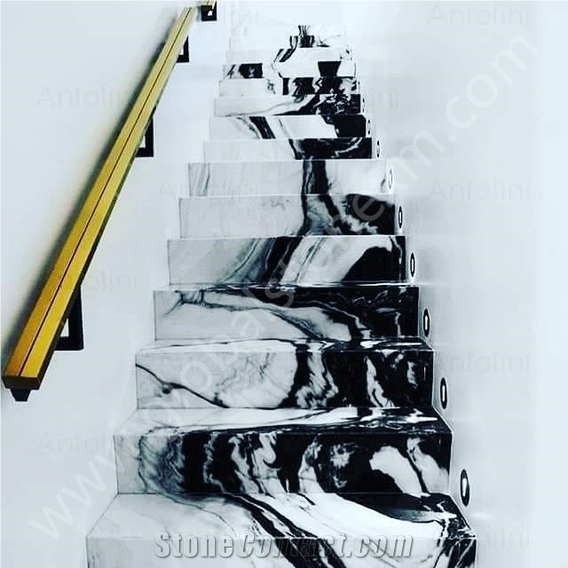 Panda White Marble Commercial Stair
