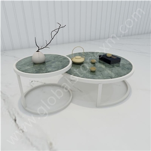 Peacock Green Marble Reception Table
