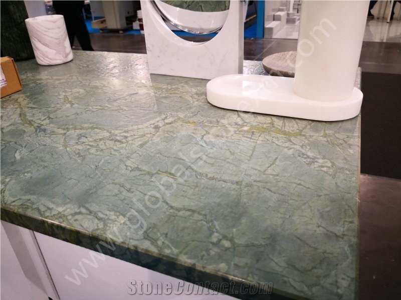 Peacock Green Slabs Tiles for Kitchen Countertops