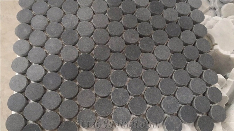 Penny Round Black Marble Mosaic Tile Backsplash