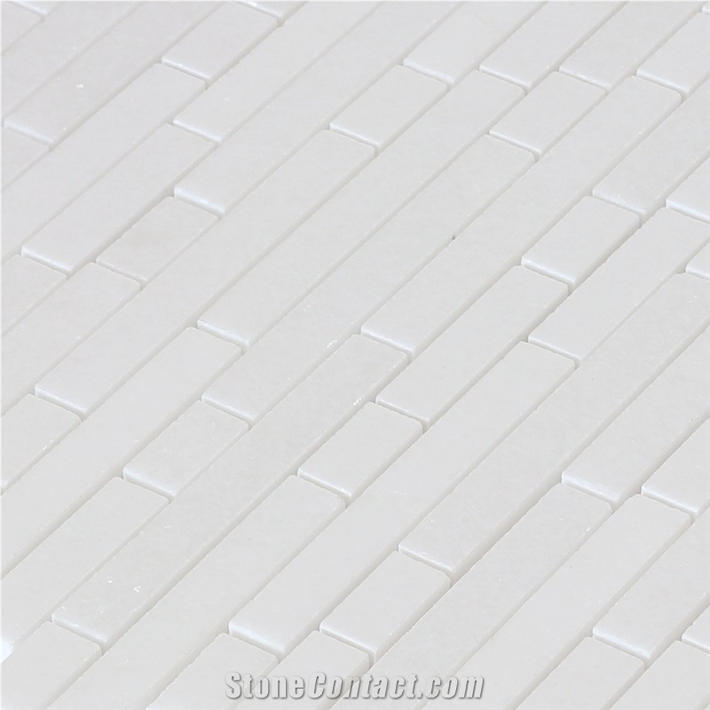 Linear Style Thassos White Marble Linear Mosaic
