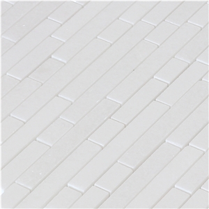 Linear Style Thassos White Marble Linear Mosaic