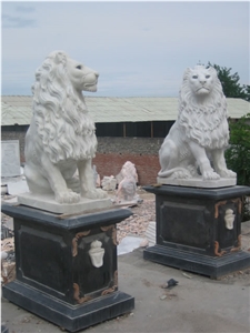 Limestone Guardian Lion Statue Animal Sculpture