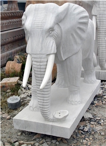 Marble Elephant Statue Animal Sculpture Decor