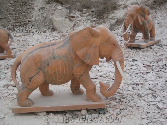 Marble Elephant Statue Animal Sculpture Landscape