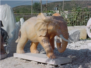 Marble Elephant Statue Landscape Animal Sculpture
