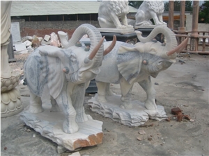 Marble Elephant Statue Landscape Animal Sculpture