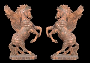 Marble Guardian Lion Horse Statue Animal Sculpture