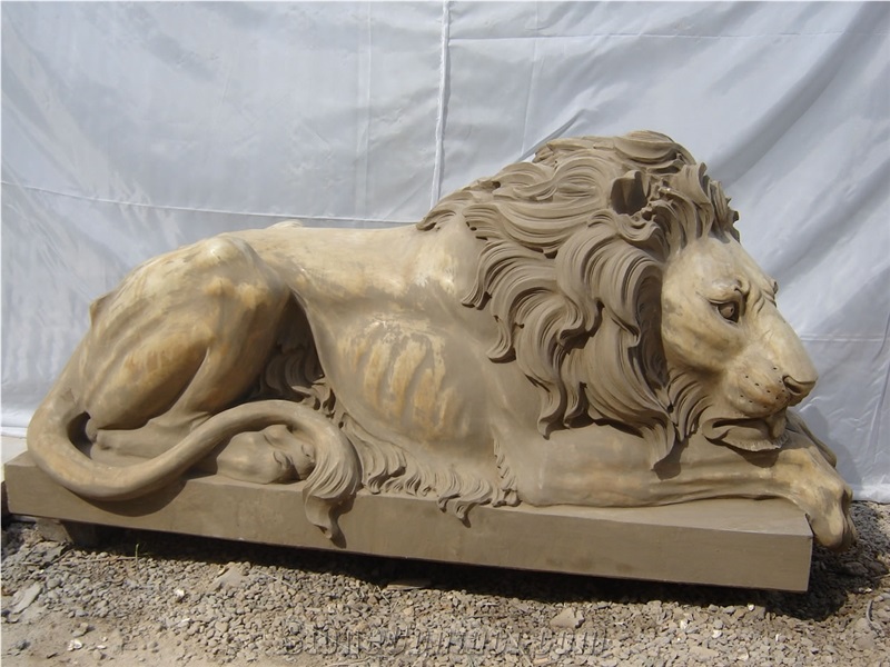 Marble Guardian Lion Statue Animal Sculpture