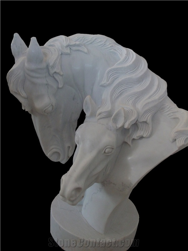 Marble Horse Bust Statue Animal Head Sculpture