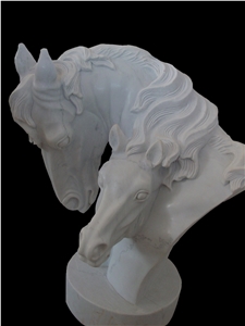 Marble Horse Bust Statue Animal Sculpture