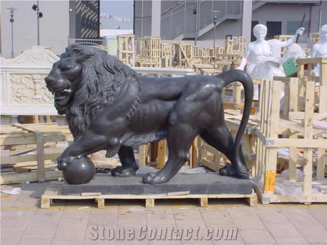 Marble Tiger Statue Landscape Animal Sculpture