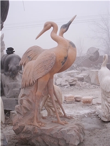 Stone Crane Bird Statue Landscape Animal Sculpture