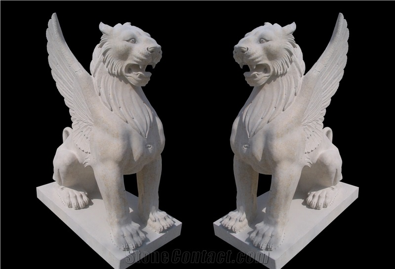 Stone Guardian Lion Foo Dog Statue Sculpture
