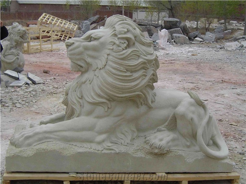 Stone Guardian Lions Statue Animal Sculptures