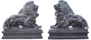 Travertie Guardian Lion Statue Animal Sculpture