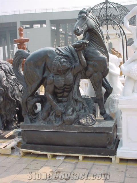 Travertine Guardian Lion Statue Animal Sculpture