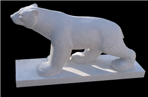 Travertine Stone Bear Statue Animal Sculpture
