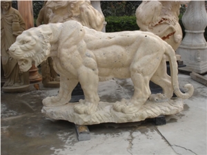 Travertine Tiger Statue Landscape Animal Sculpture