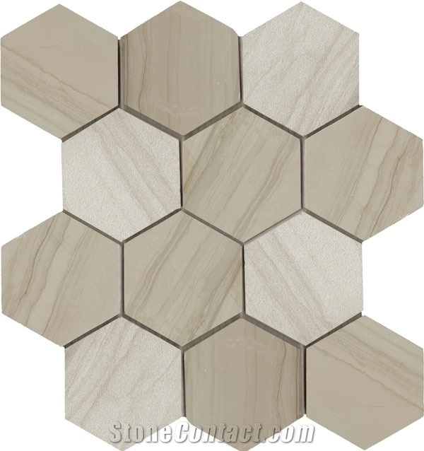 Athen Grey Marble 4.8cm Hexagon Floor Mosaic