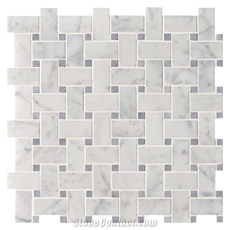 Carrara White Marble Basketweave Mosaic