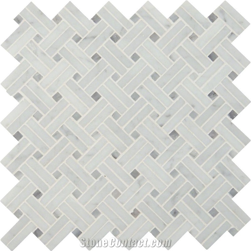 Carrara White Marble Basketweave Mosaic