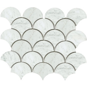 Carrara White Marble Fan Shaped Mosaic