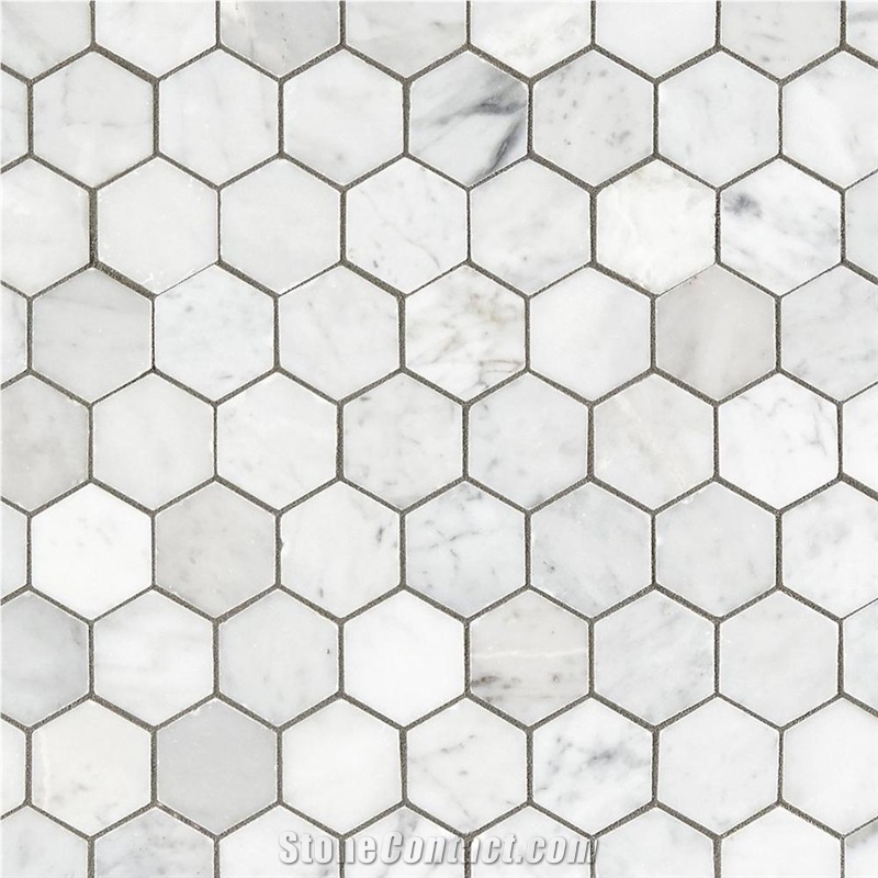 Carrara White Marble Hexagon Classic Mosaic