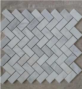 Oriental White Marble Herringbone Mosaic