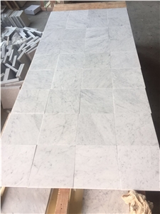 White Marble Carrara C Honed Marble Floor Tiles