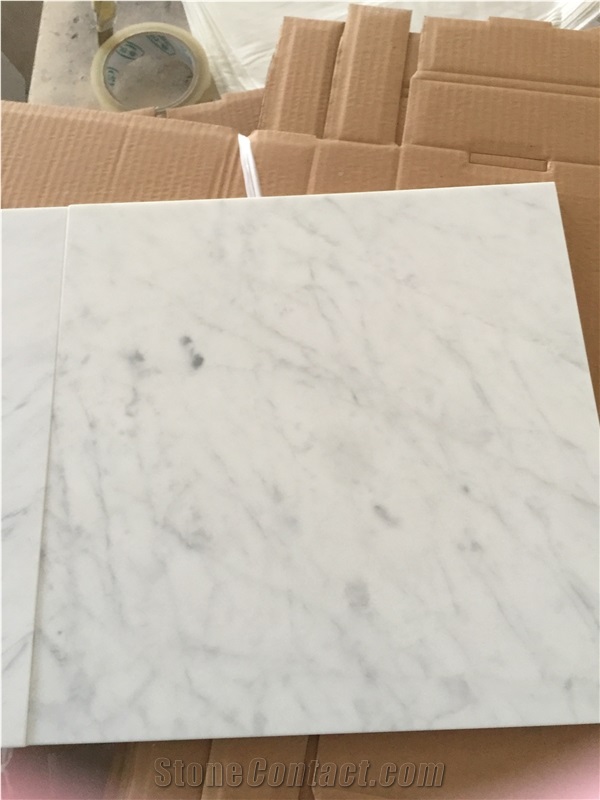 White Marble Carrara C Honed Marble Floor Tiles