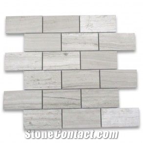 White Wooden Marble Brick Wall Mosaic
